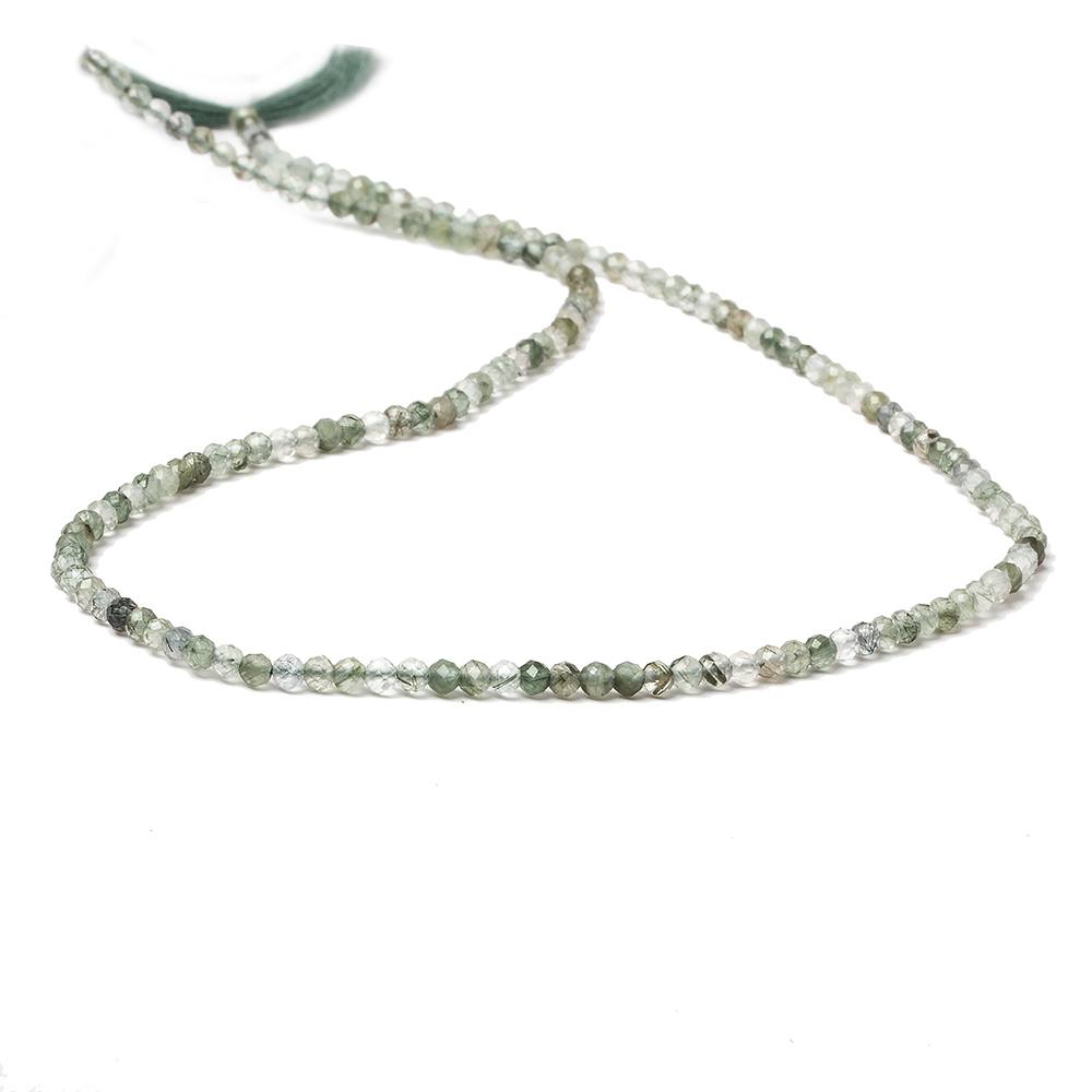 2.5mm Green Tourmalinated Quartz Micro faceted rondelles 13 inch 155 beads - Beadsofcambay.com