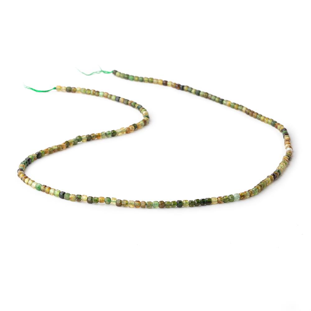 2.5mm Green Tourmaline Micro Faceted Cube Beads 15.5 inch 180 pieces - Beadsofcambay.com