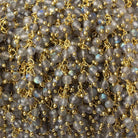 2.5mm Labradorite micro-faceted round Gold Dangling Chain by the foot - Beadsofcambay.com