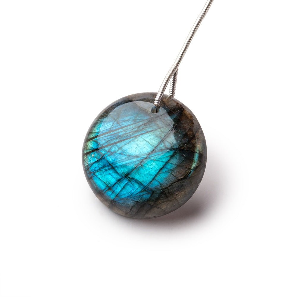 25mm Labradorite Plain Coin Pendant 1 AAA Focal - Beadsofcambay.com