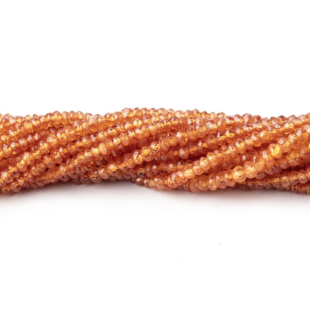 2.5mm Mandarin Garnet Faceted Rondelle Beads 14 inch 200 pieces - Beadsofcambay.com