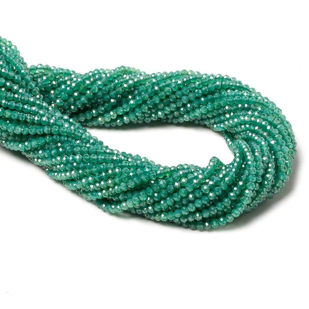 2.5mm Metallic Green Onyx Micro faceted rondelle beads 13 inch 150 pieces - Beadsofcambay.com