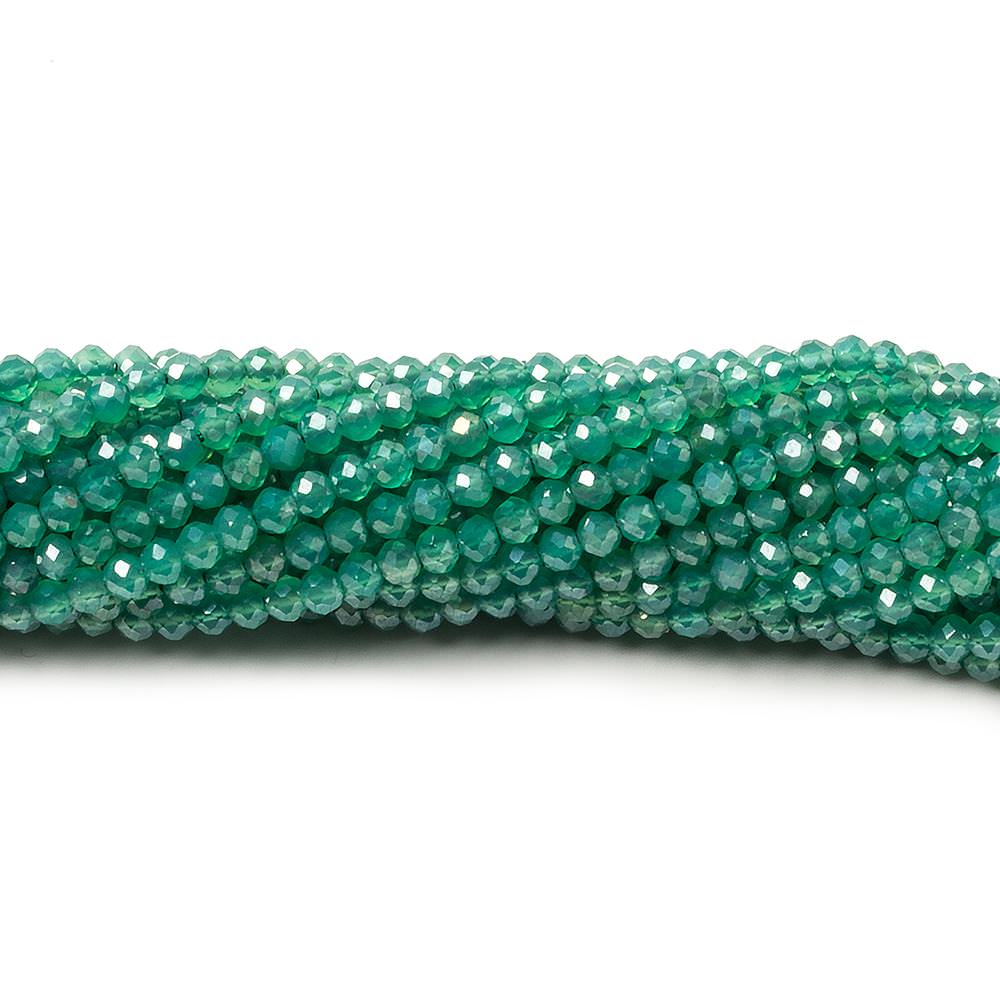 2.5mm Metallic Green Onyx Micro faceted rondelle beads 13 inch 150 pieces - Beadsofcambay.com