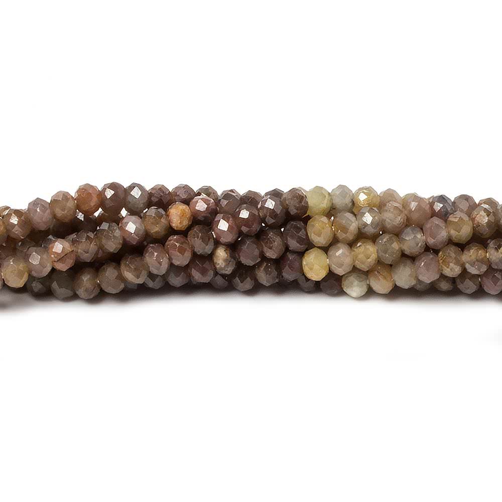 2.5mm Multi Chocolate Sapphire Micro Faceted rondelle beads 13 inch 160 pcs - Beadsofcambay.com