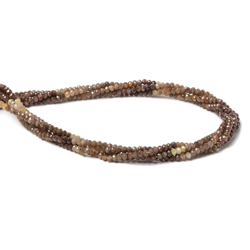 2.5mm Multi Chocolate Sapphire Micro Faceted rondelle beads 13 inch 160 pcs - Beadsofcambay.com