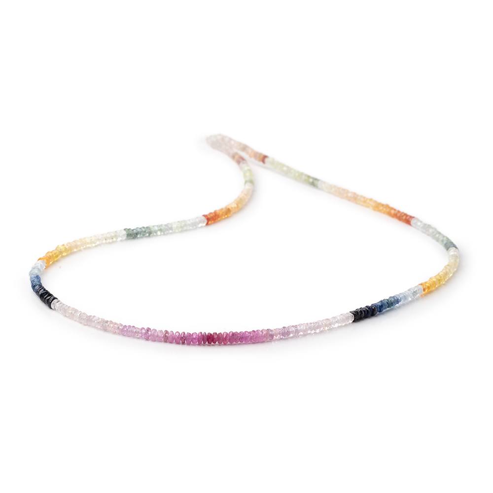 2.5mm Multi Color Fancy Sapphire Faceted Rondelle Beads 16 inch 368 pieces - Beadsofcambay.com
