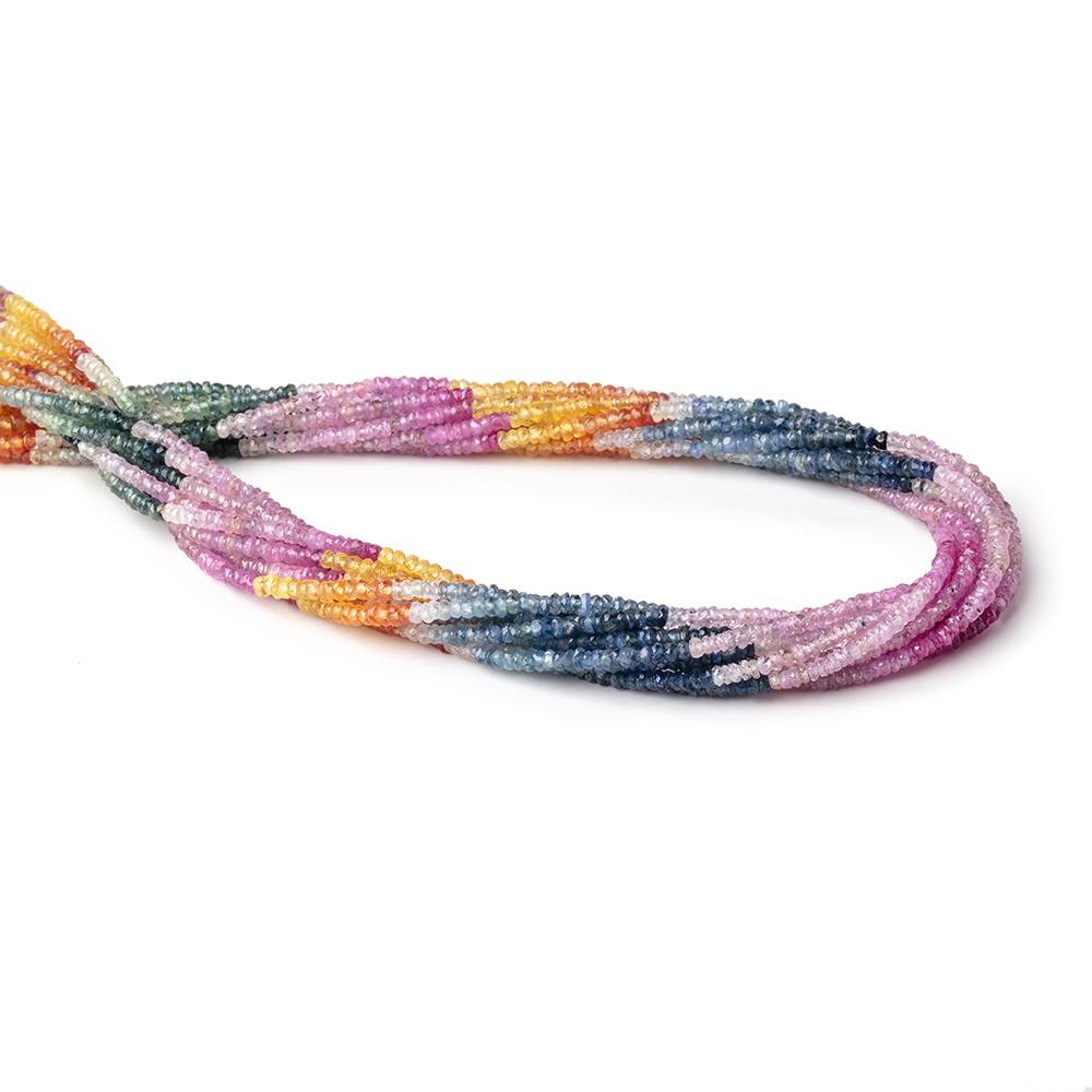 2.5mm Multi Color Sapphire Faceted Rondelle Beads 15.5 inch 300 pieces - Beadsofcambay.com