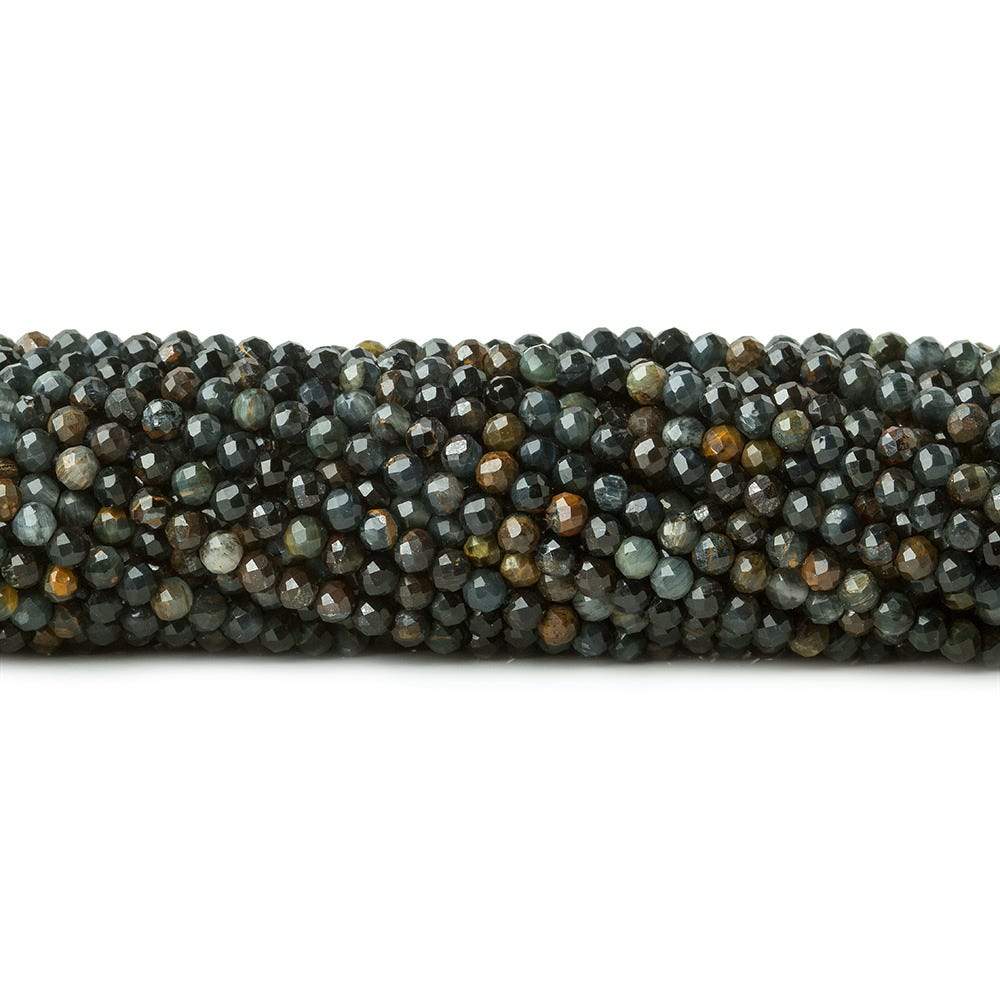 2.5mm Multi Color Tiger's Eye & Tiger Iron microfaceted round beads 13 inch 140 pieces - Beadsofcambay.com