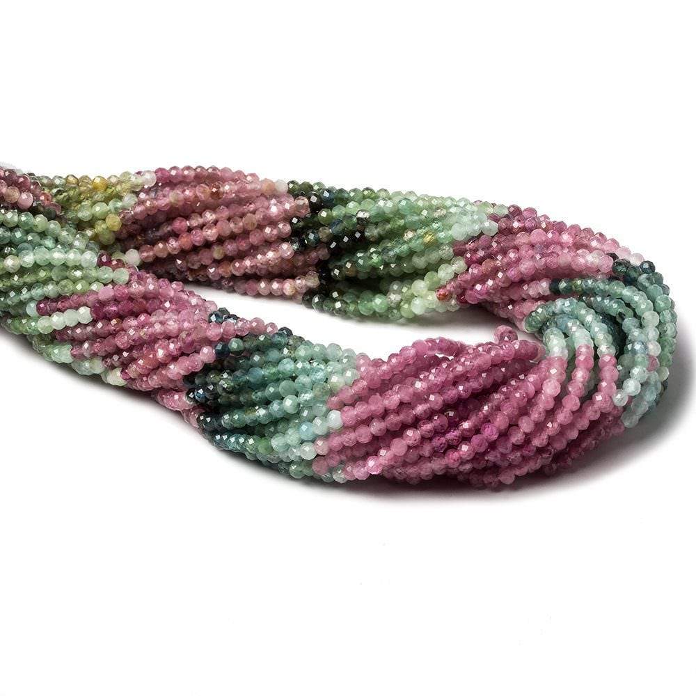 2.5mm Multi Color Tourmaline microfaceted rondelle beads 12.5 inch 178 pieces - Beadsofcambay.com