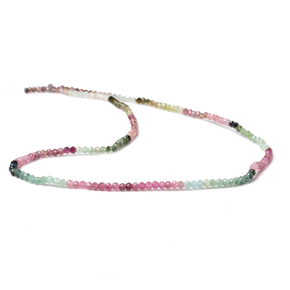 2.5mm Multi Color Tourmaline microfaceted rondelle beads 12.5 inch 178 pieces - Beadsofcambay.com