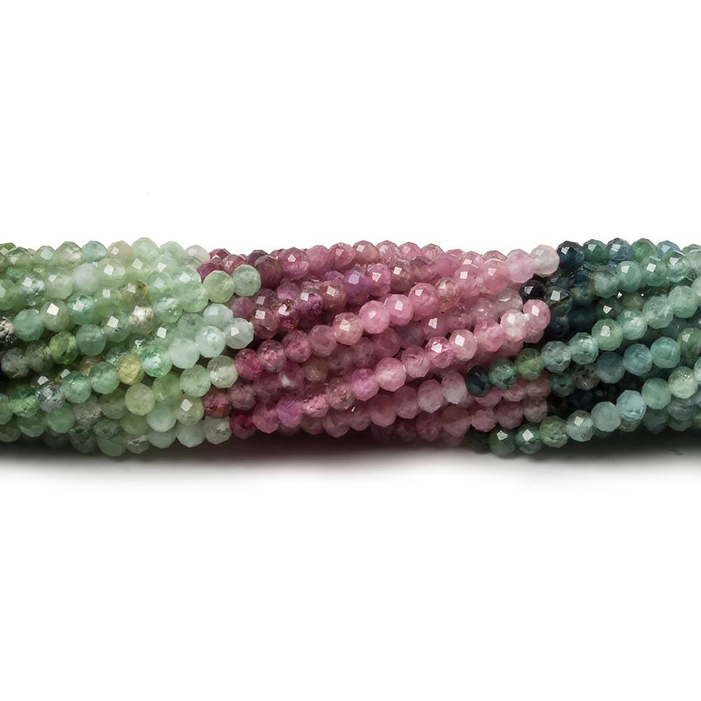 2.5mm Multi Color Tourmaline microfaceted rondelle beads 12.5 inch 178 pieces - Beadsofcambay.com