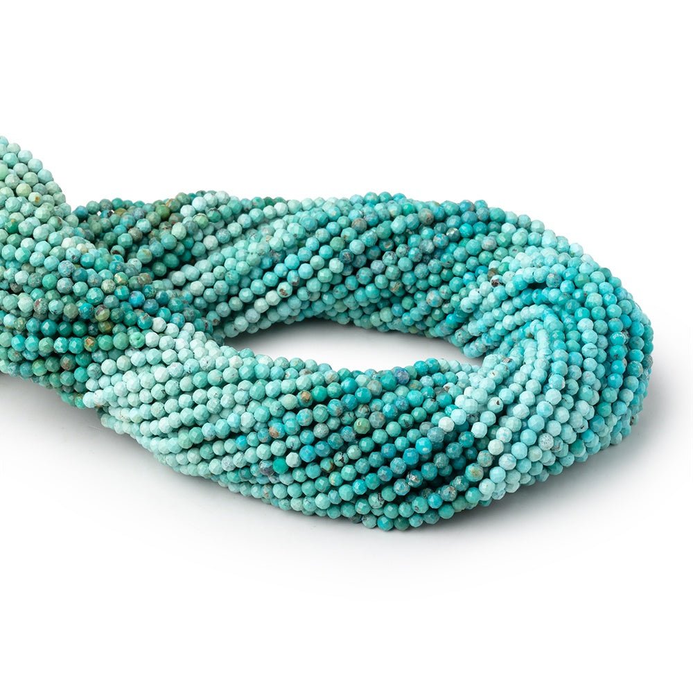 2.5mm Multi Color Turquoise Micro Faceted Round Beads 12 inch 136 pieces AA - Beadsofcambay.com