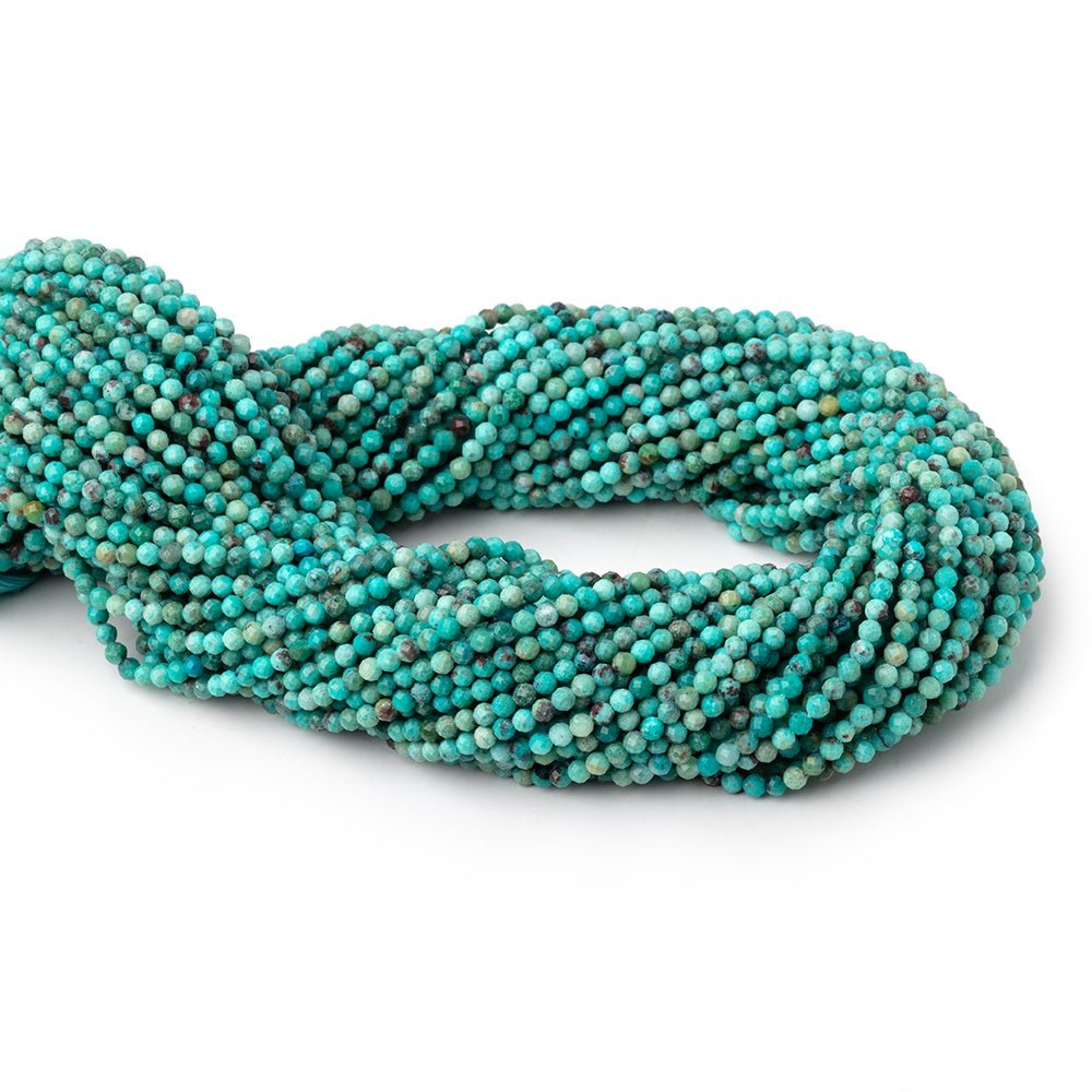 2.5mm Multi Color Turquoise micro faceted round beads 12.5 inch 132 pieces AA - Beadsofcambay.com