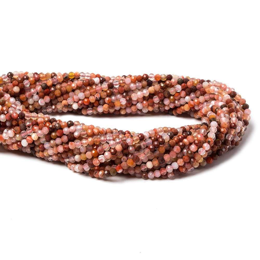 2.5mm Multi Jasper & Agate micro faceted rondelle beads 12.5 inch 155 pcs - Beadsofcambay.com