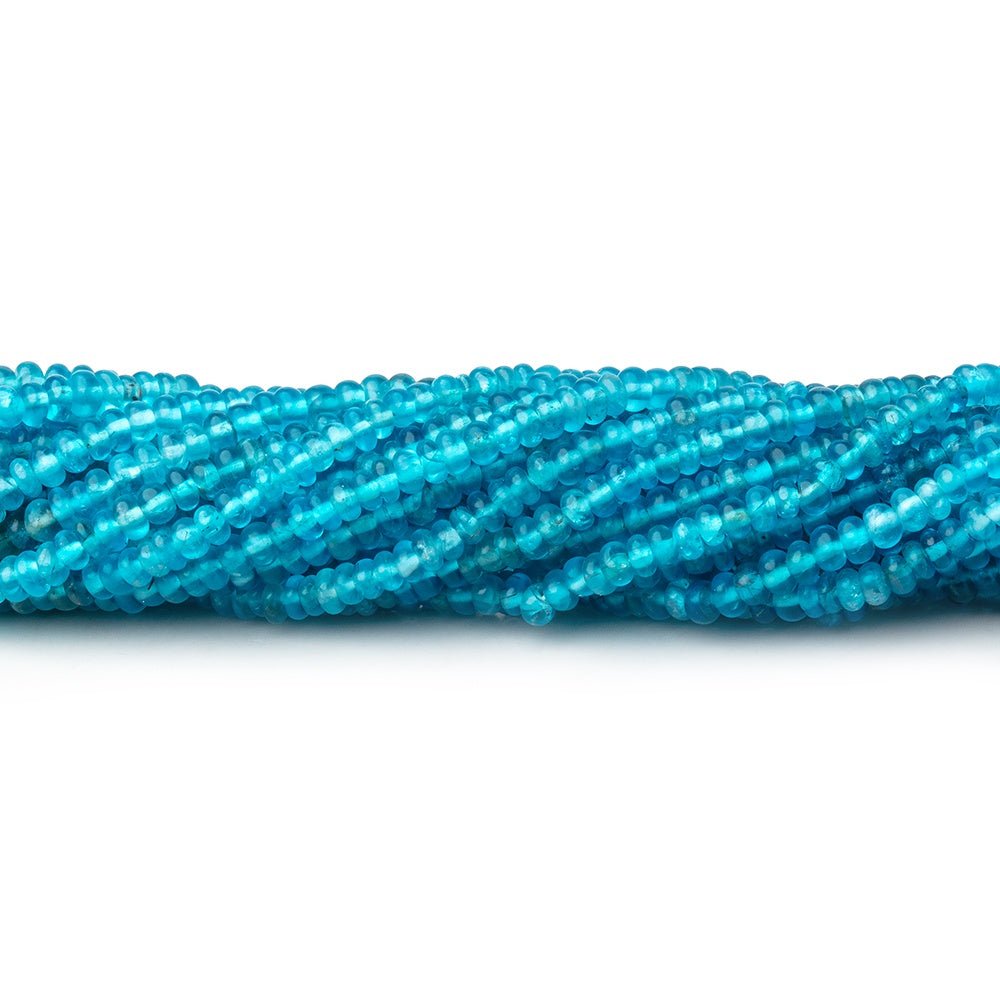 2.5mm Neon Blue Apatite Plain Rondelle Beads 13.5 inch 263 pieces - Beadsofcambay.com