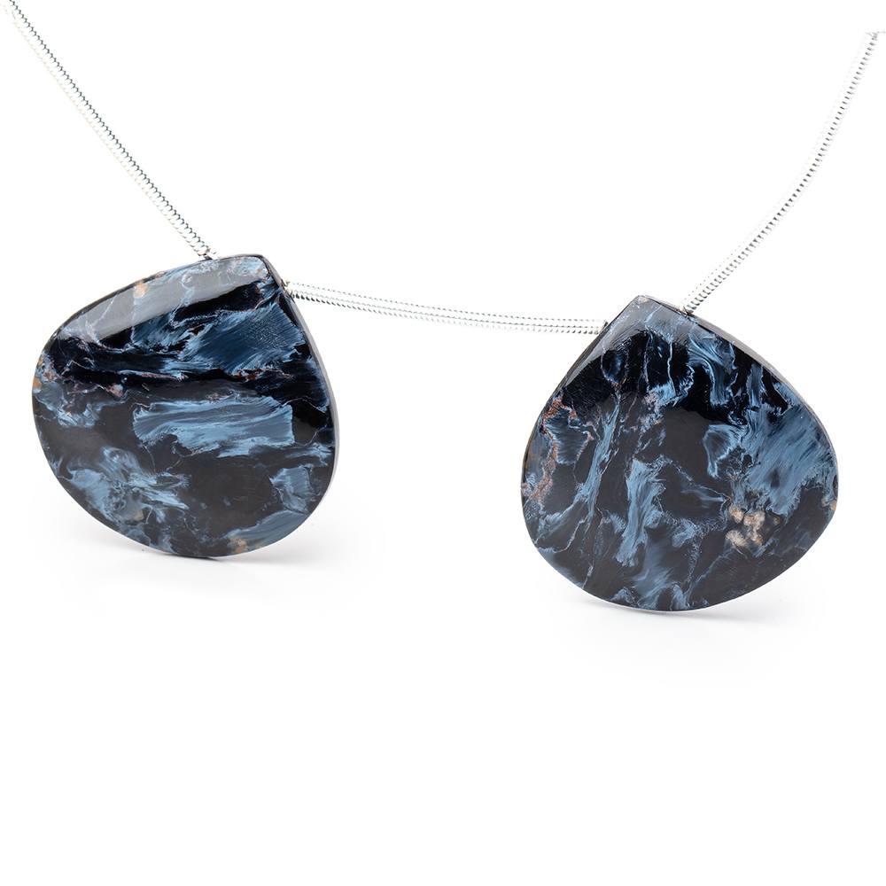 25mm Pietersite Plain Heart Focal Beads Set of 2 - Beadsofcambay.com