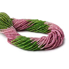 2.5mm Pink & Green Tourmaline Micro Faceted Round Beads 12.5 inch 160 pieces - Beadsofcambay.com