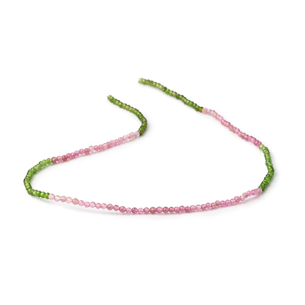 2.5mm Pink & Green Tourmaline Micro Faceted Round Beads 12.5 inch 160 pieces - Beadsofcambay.com