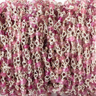 2.5mm Pink Tourmaline Faceted Rondelles on .925 Silver Chain by the Foot - Beadsofcambay.com