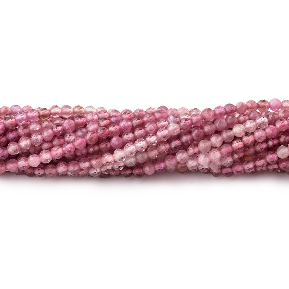 BeadsofCambay 2.5mm Pink Tourmaline Micro Faceted Round Beads 15.25 inch 158 pieces AAA