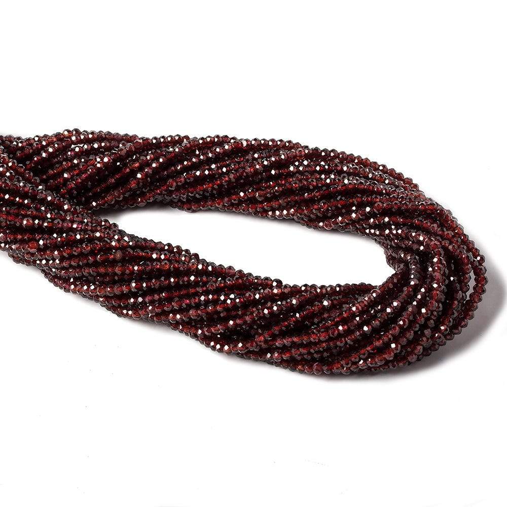 2.5mm Pyrope Almandine Garnet microfaceted rondelles 13 inch 180 beads - Beadsofcambay.com