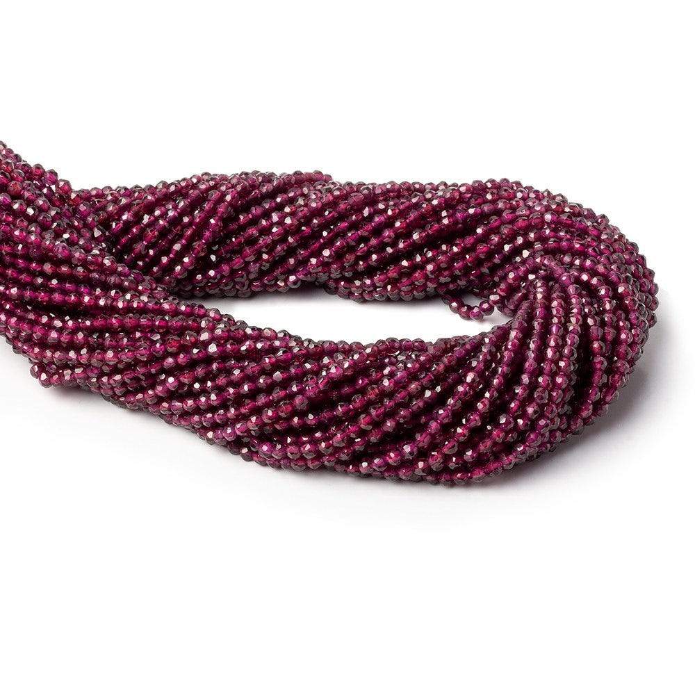 2.5mm Rhodolite Garnet Faceted Round Beads 14 inch 146 pieces - Beadsofcambay.com