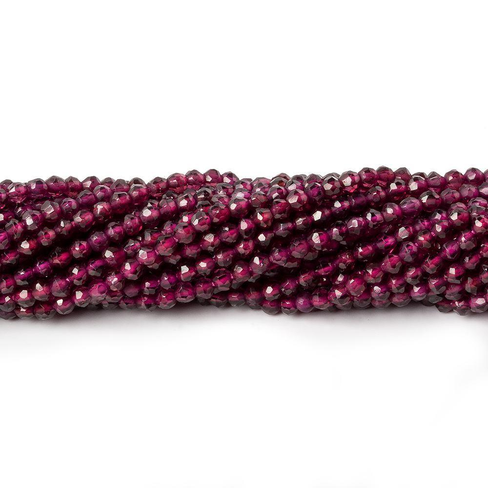 2.5mm Rhodolite Garnet Faceted Round Beads 14 inch 146 pieces - Beadsofcambay.com