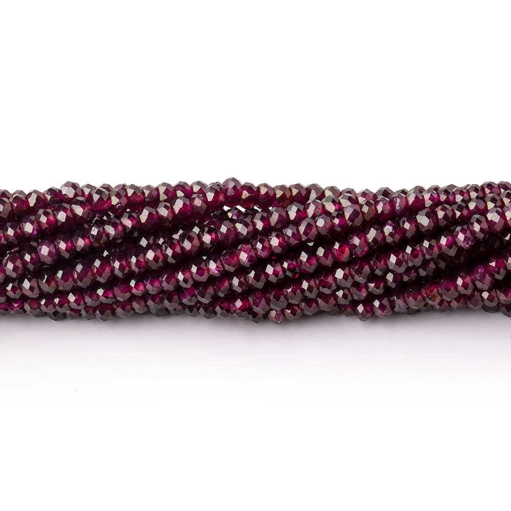 2.7mm Rhodolite Garnet Micro Faceted Rondelle Beads 13 inch 180 pieces AAA - Beadsofcambay.com