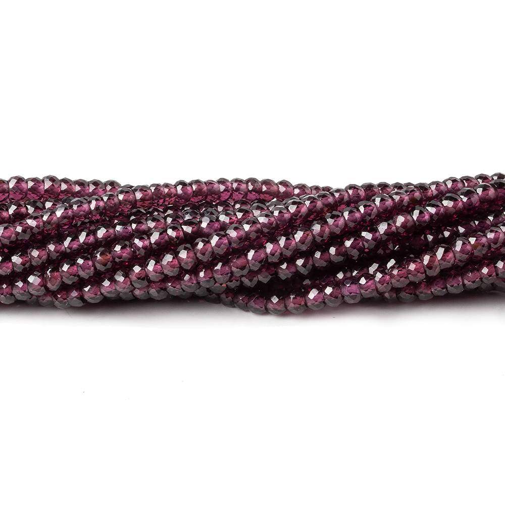 2.5mm Rhodolite Garnet Micro Faceted Rondelle Beads 14 inches 208 pcs AAA - Beadsofcambay.com