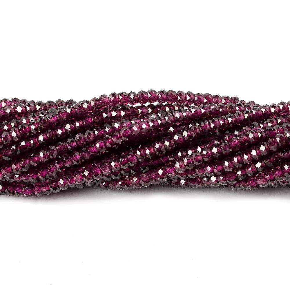 2.4mm Rhodolite Garnet Micro Faceted Rondelle Beads 13 inch 205 pieces AAA - Beadsofcambay.com