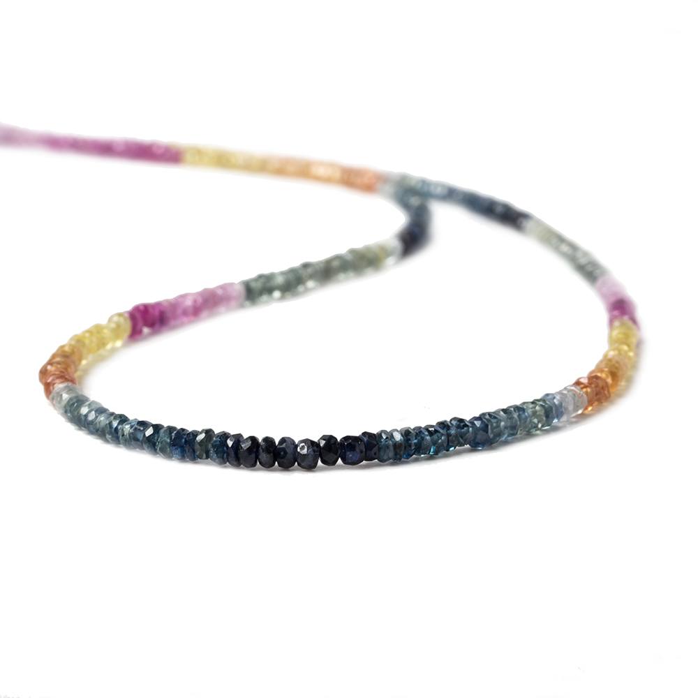 2.5mm Ruby and Sapphire Faceted Rondelle Beads 15 inch - Beadsofcambay.com