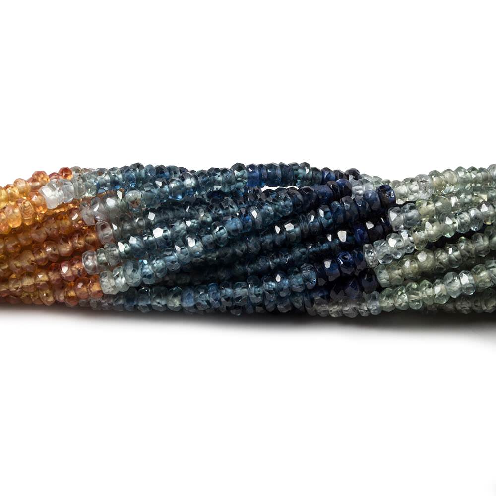 2.5mm Ruby and Sapphire Faceted Rondelle Beads 15 inch - Beadsofcambay.com