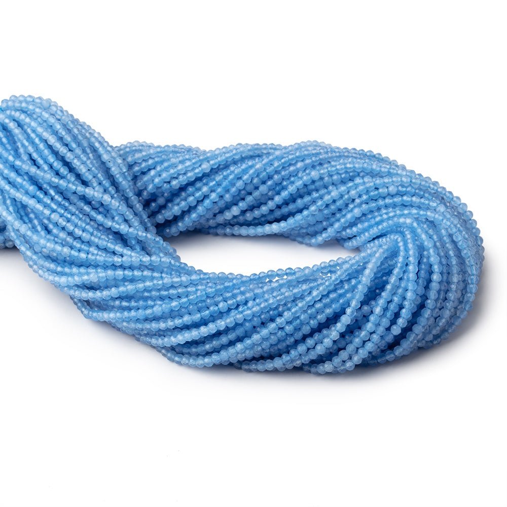2.5mm Santorini Blue Chalcedony Micro Faceted Rondelles 12.5 inch 150 beads - Beadsofcambay.com