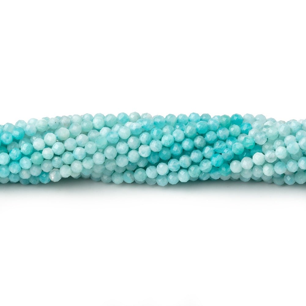 Beadsofcambay 2.5mm Shaded Amazonite Micro Faceted Round Beads 12.5 inch 130 pieces