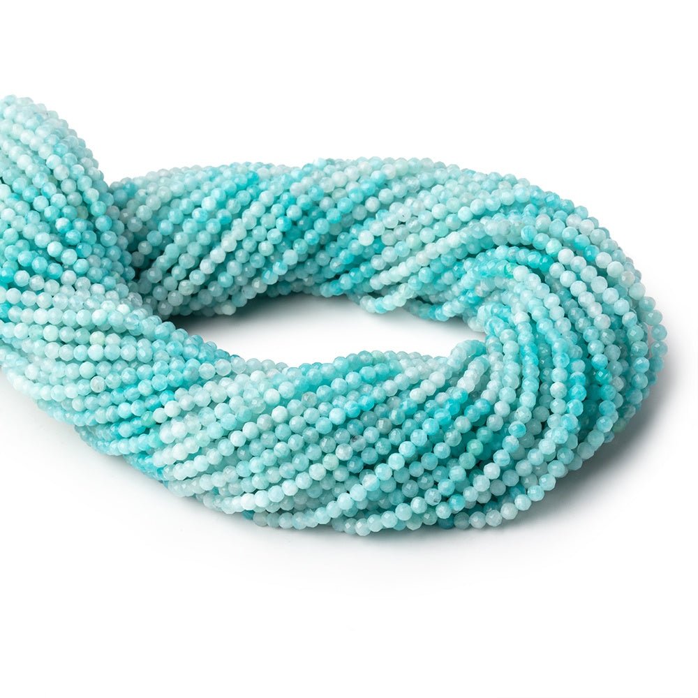 2.5mm Shaded Amazonite Micro Faceted Round Beads 12.5 inch 130 pieces - Beadsofcambay.com