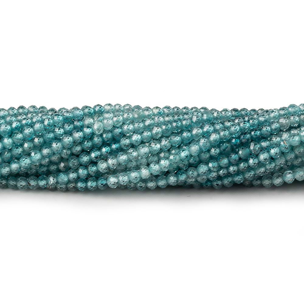 2.5mm Shaded Blue Zircon micro faceted round beads 13 inch 150 pieces AAA - Beadsofcambay.com