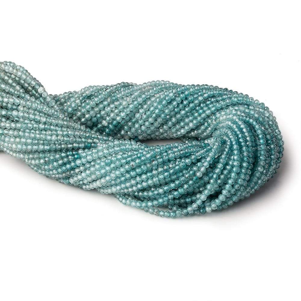 2.5mm Shaded Blue Zircon micro faceted round beads 13 inch 150 pieces AAA - Beadsofcambay.com