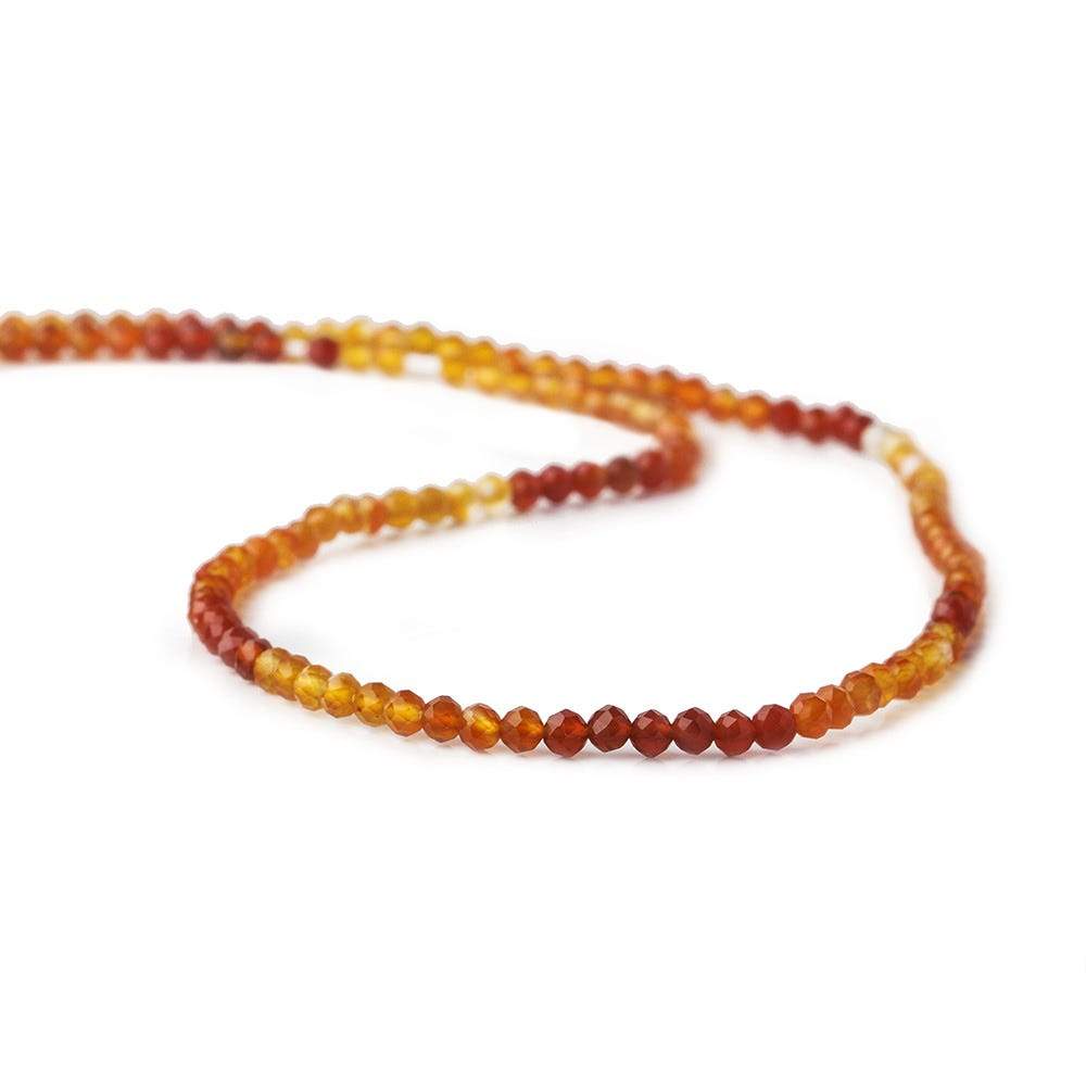 2.5mm Shaded Carnelian Agate microfaceted round beads 13 inch 140 pieces - Beadsofcambay.com