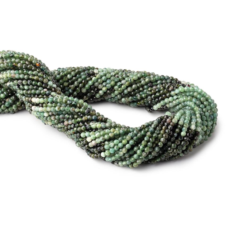 2.5mm Shaded Green Tourmaline Micro Faceted Round Beads 12.5 inch 138 pieces - Beadsofcambay.com