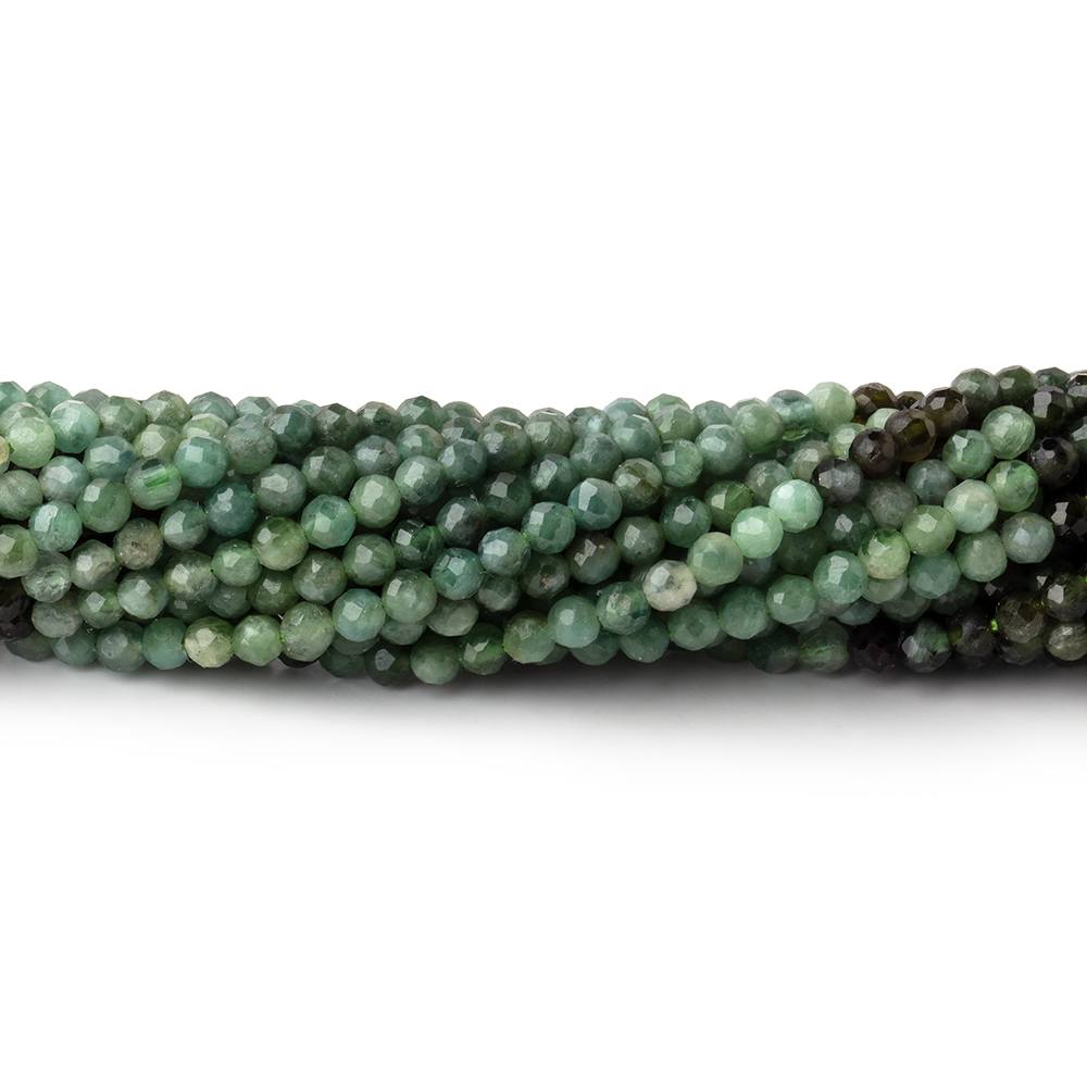 2.5mm Shaded Green Tourmaline Micro Faceted Round Beads 12.5 inch 138 pieces - Beadsofcambay.com