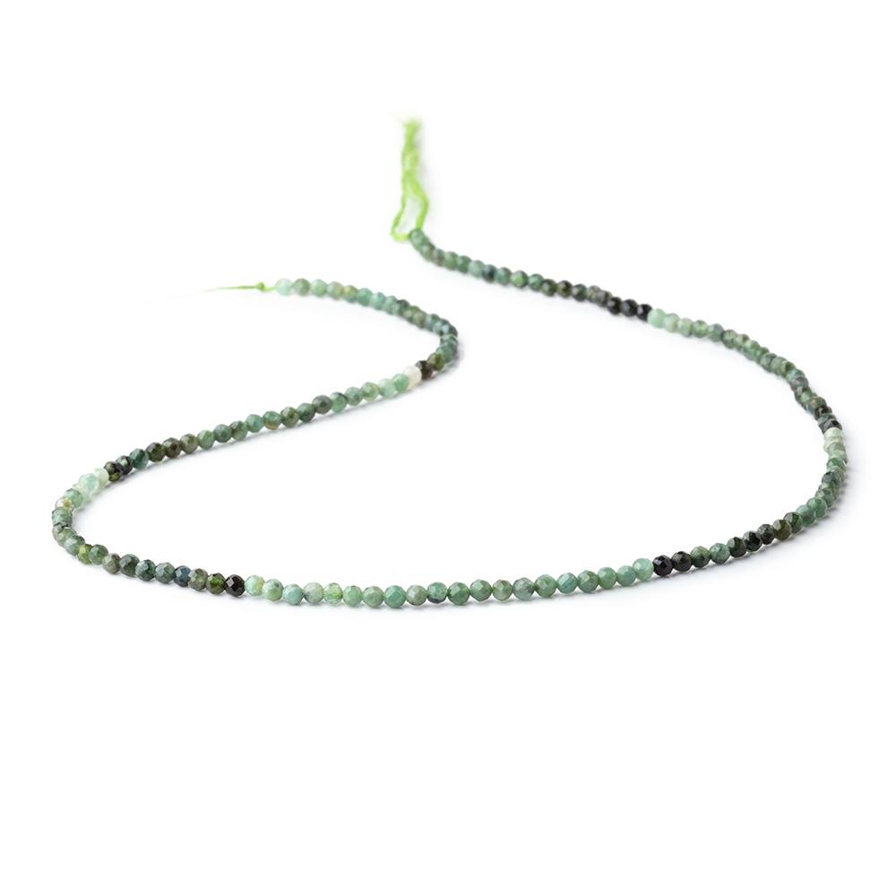 2.5mm Shaded Green Tourmaline Micro Faceted Round Beads 12.5 inch 138 pieces - Beadsofcambay.com