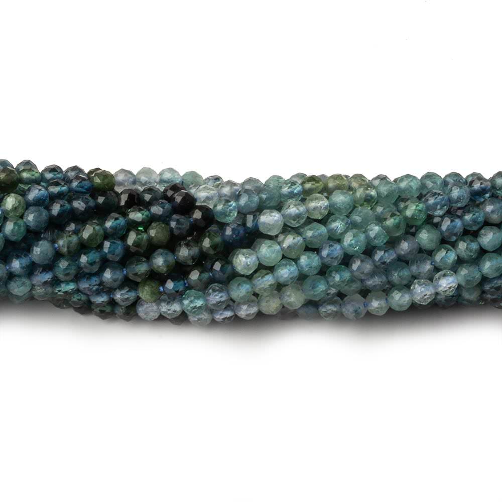 2.5mm Shaded Moss Aquamarine micro faceted rounds 12.5 inch 140 beads - Beadsofcambay.com