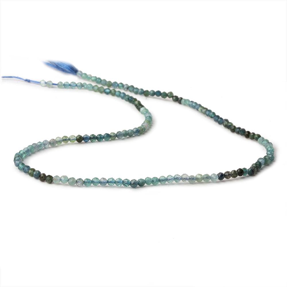 2.5mm Shaded Moss Aquamarine micro faceted rounds 12.5 inch 140 beads - Beadsofcambay.com