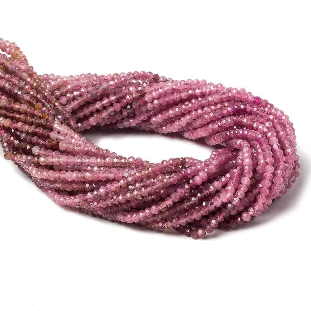 2.5mm Shaded Pink Tourmaline Micro faceted rondelle beads 13 inch 155 pcs - Beadsofcambay.com