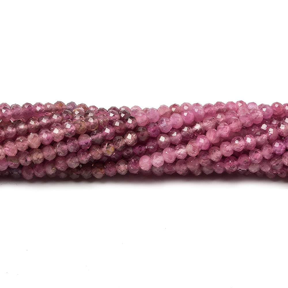 2.5mm Shaded Pink Tourmaline Micro faceted rondelle beads 13 inch 155 pcs - Beadsofcambay.com