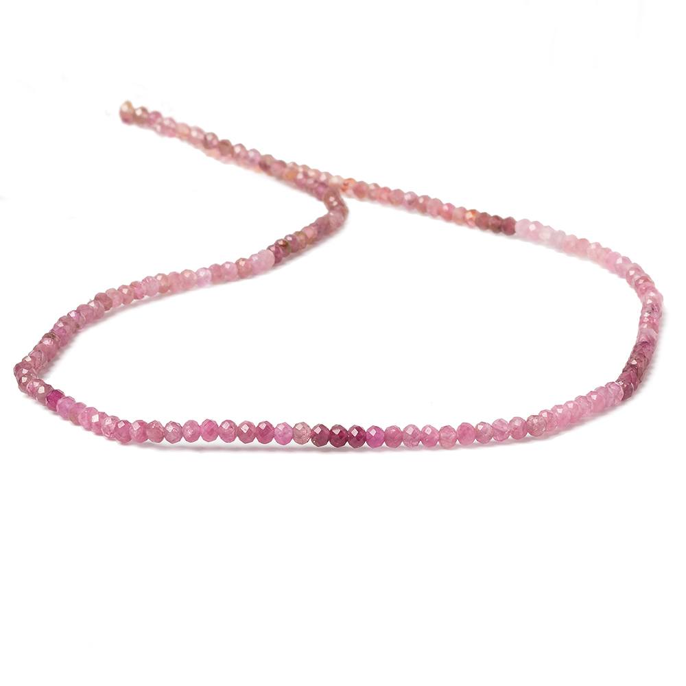 2.5mm Shaded Pink Tourmaline Micro faceted rondelle beads 13 inch 155 pcs - Beadsofcambay.com