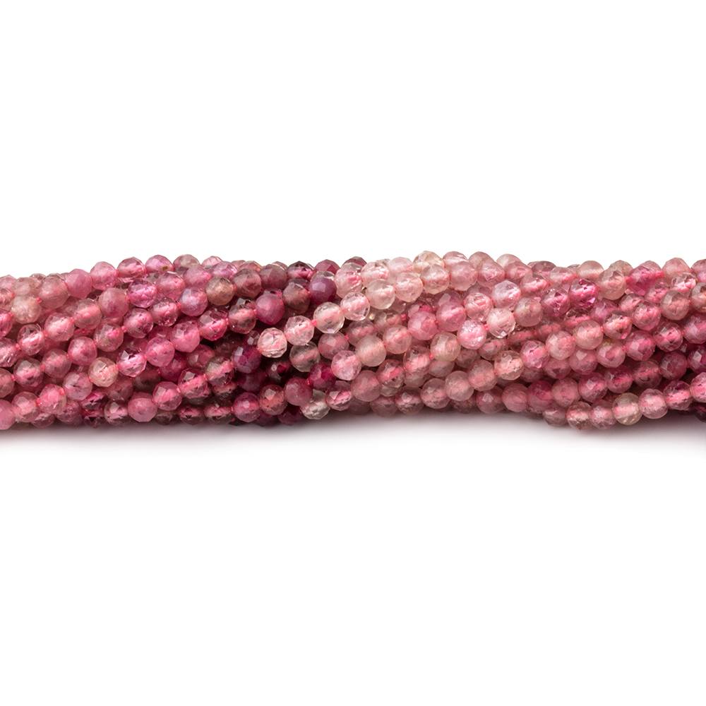 2.5mm Shaded Pink Tourmaline Micro Faceted Round Beads 13 inch 139 pieces AAA - Beadsofcambay.com