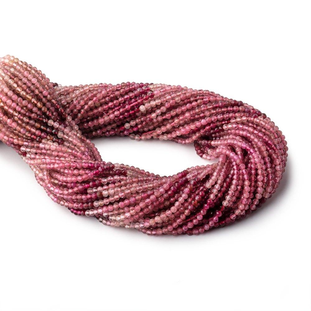2.5mm Shaded Pink Tourmaline Micro Faceted Round Beads 13 inch 139 pieces AAA - Beadsofcambay.com