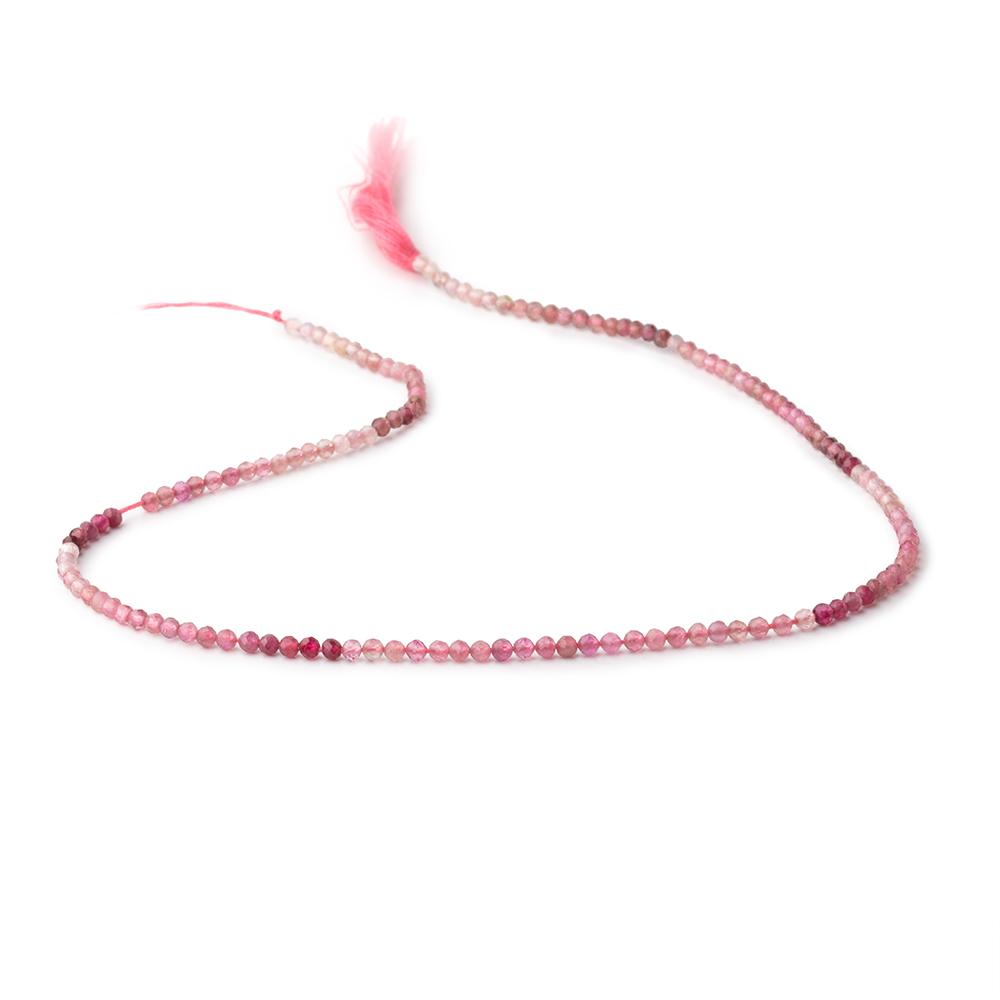 2.5mm Shaded Pink Tourmaline Micro Faceted Round Beads 13 inch 139 pieces AAA - Beadsofcambay.com