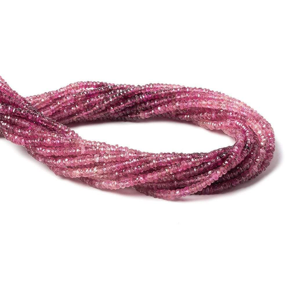 2.5mm Shaded Rubelite Tourmaline faceted rondelle beads 13 inch 210 pieces - Beadsofcambay.com